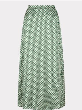 ESQUALO Green Geometric Satin Maxi Skirt